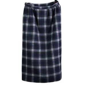 Vintage PENDLETON Plaid Skirt Womens 10 Blue Green 100% Virgin Wool Made in USA